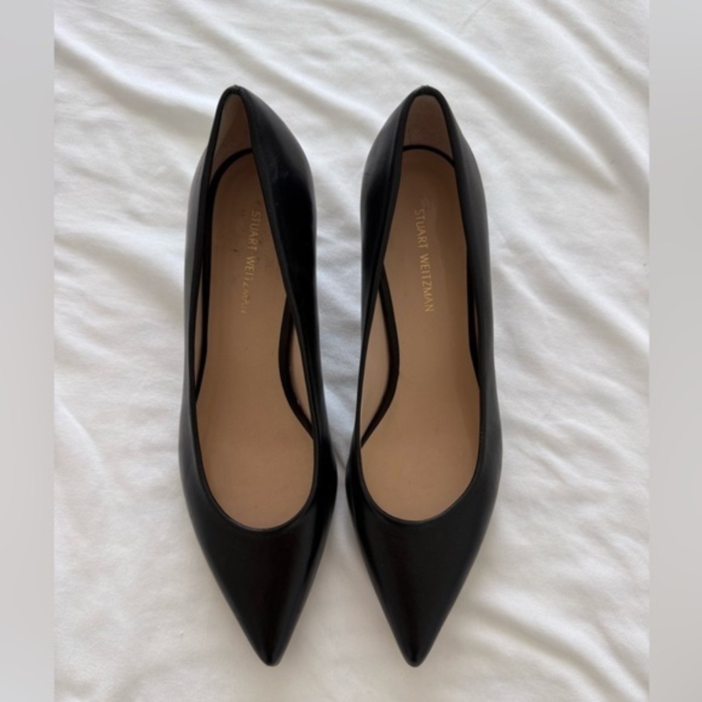 Stuart Weitzman Black Leather Ballet Flats